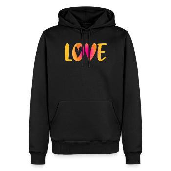 Kærlighed Hjerte Kærlighed Bryllup Håndskrift Bryllup Bryllup Bryllup Bryllup - Herre Premium økologisk hoodie - sort - Foran - Nico (187cm)