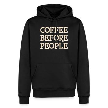 Le café avant les gens Conception typographique - Sweat à capuche Premium bio Homme - noir - Devant - Nico (187cm)