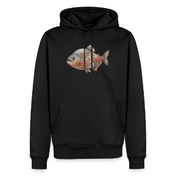 Yakuza Piranha - Männer Premium Bio Hoodie - Schwarz - Vorne - Nico (187cm)
