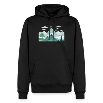 Gebirge - Männer Premium Bio Hoodie - Schwarz - Vorne - Nico (187cm)
