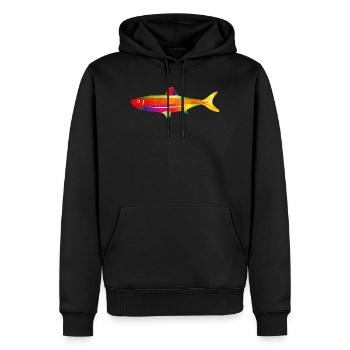 Poisson fantastique coloré aux couleurs de l’arc-en-ciel - Sweat à capuche Premium bio Homme - noir - Devant - Nico (187cm)