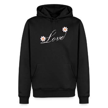 Blumenliebe Skript Design - Männer Premium Bio Hoodie - Schwarz - Vorne - Nico (187cm)