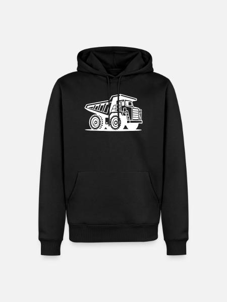 Silhouette de camion minier industriel - Sweat à capuche Premium bio Homme - noir