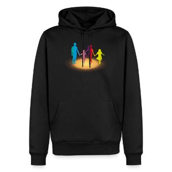 Famille colorée au soleil - Sweat à capuche Premium bio Homme - noir - Devant - Nico (187cm)