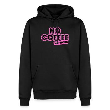 No Coffee No Work – Funky neon pink Design - Männer Premium Bio Hoodie - Schwarz - Vorne - Nico (187cm)