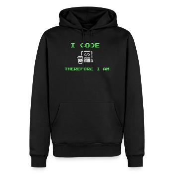Ich programmiere, also bin ich – lustiges Entwickler-T-Shirt - Männer Premium Bio Hoodie - Schwarz - Vorne - Nico (187cm)