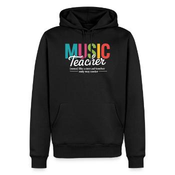 Illustration vibrante de professeur de musique - Sweat à capuche Premium bio Homme - noir - Devant - Nico (187cm)