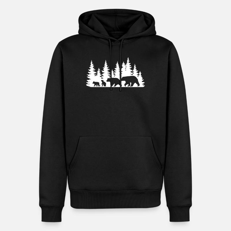 Silhouette Forêt Faune Design - Sweat à capuche Premium bio Homme - noir