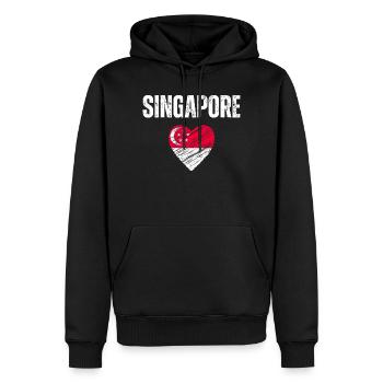 J’aime Singapour, le drapeau de Singapour - Sweat à capuche Premium bio Homme - noir - Devant - Nico (187cm)
