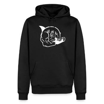Requin musclé bodybuilder Workout Silhouette - Sweat à capuche Premium bio Homme - noir - Devant - Nico (187cm)