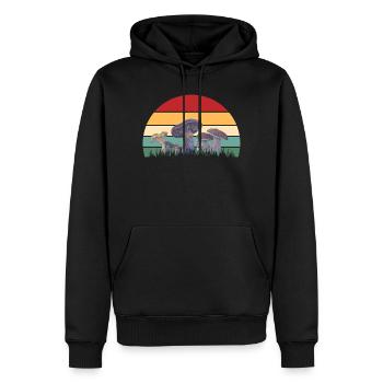 Motif mycologique du coucher de soleil - Sweat à capuche Premium bio Homme - noir - Devant - Nico (187cm)