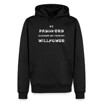 Starkes Passwort – IT Humor Tee - Männer Premium Bio Hoodie - Schwarz - Vorne - Nico (187cm)