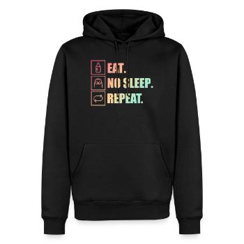 Manger. Pas de sommeil. Répéter. – Mode parent actif - Sweat à capuche Premium bio Homme - noir - Devant - Nico (187cm)