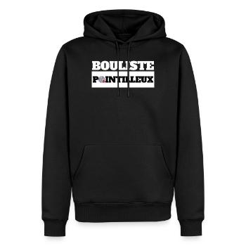 BOULISTE POINTILLEUX - Humor Pétanque - Männer Premium Bio Hoodie - Schwarz - Vorne - Nico (187cm)