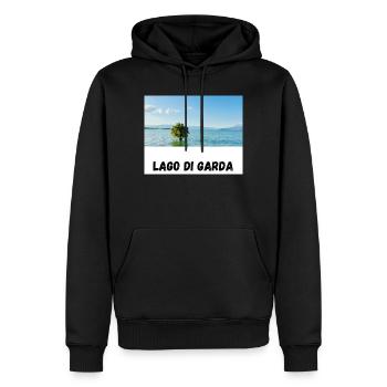 Lago di Garda Design mit Baum im Wasser - Männer Premium Bio Hoodie - Schwarz - Vorne - Nico (187cm)
