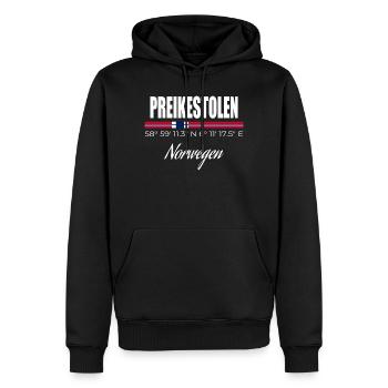 Preikestolen - Männer Premium Bio Hoodie - Schwarz - Vorne - Nico (187cm)