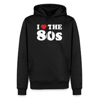 Amour pour les Années 80 - Sweat à capuche Premium bio Homme - noir - Devant - Nico (187cm)