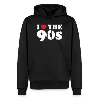 Design rétro années 90s pleine de couleurs - Sweat à capuche Premium bio Homme - noir - Devant - Nico (187cm)
