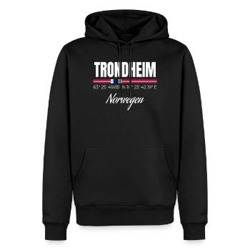 Trondheim - Männer Premium Bio Hoodie - Schwarz - Vorne - Nico (187cm)