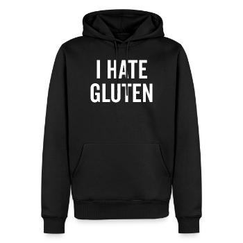 Ich hasse Gluten - Männer Premium Bio Hoodie - Schwarz - Vorne - Nico (187cm)