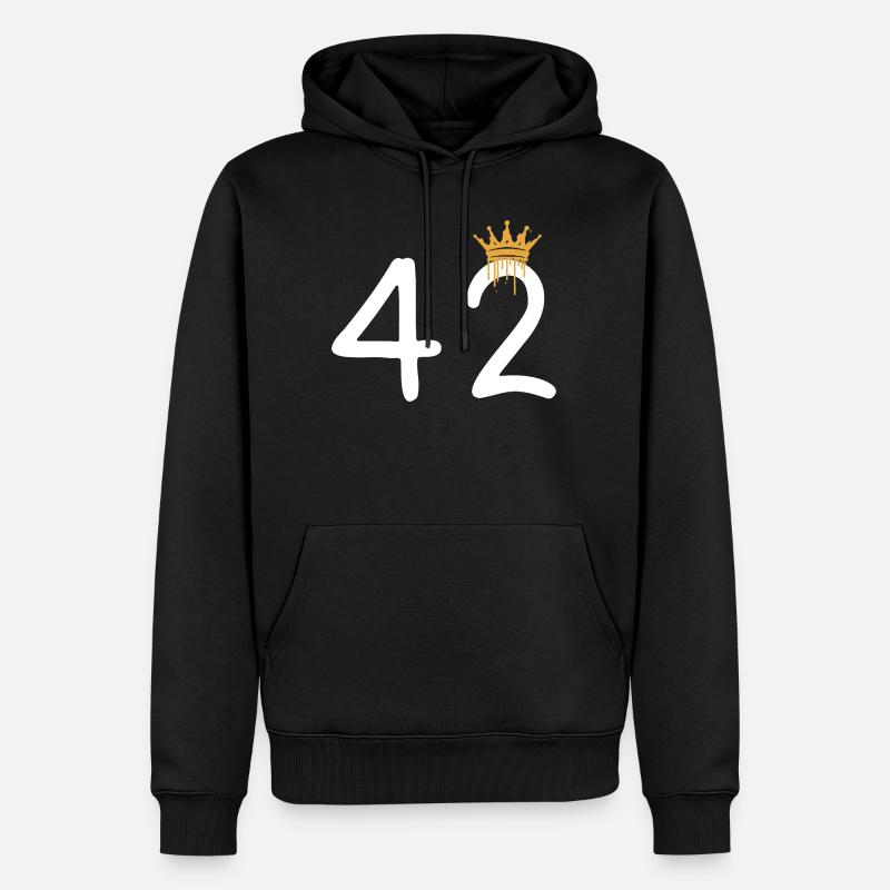 Graffiti numéro 42 avec couronne - Sweat à capuche Premium bio Homme - noir