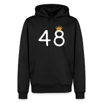 Königliche Zahl 48 mit Krone Design - Männer Premium Bio Hoodie - Schwarz - Vorne - Nico (187cm)