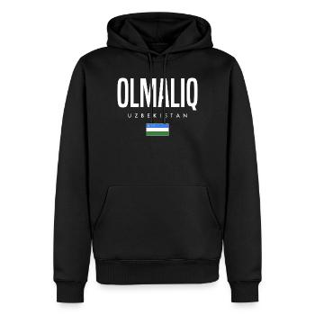 Olmaliq Ouzbékistan - Sweat à capuche Premium bio Homme - noir - Devant - Nico (187cm)