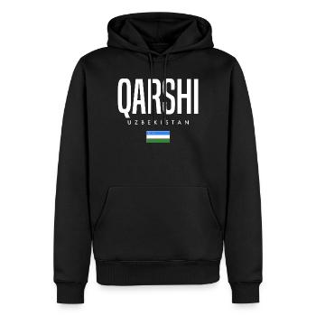 Qarshi Ouzbékistan - Sweat à capuche Premium bio Homme - noir - Devant - Nico (187cm)