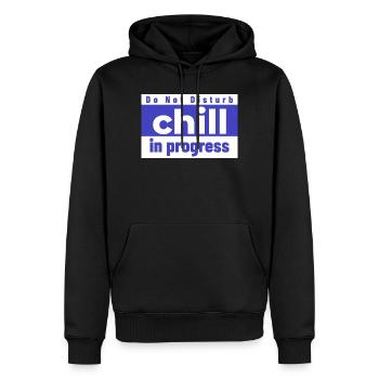 Bitte nicht stören Chill in Bearbeitung - Männer Premium Bio Hoodie - Schwarz - Vorne - Nico (187cm)