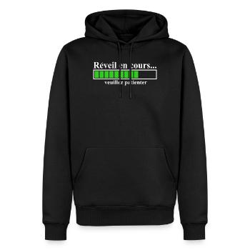 Affichage de Chargement Réveil en Progression - Sweat à capuche Premium bio Homme - noir - Devant - Nico (187cm)
