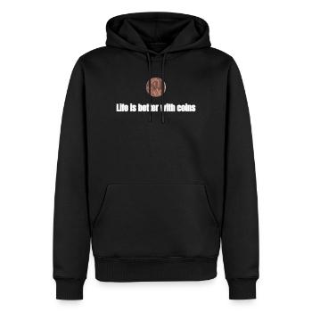 La vie est meilleure avec les pièces de monnaie - Sweat à capuche Premium bio Homme - noir - Devant - Nico (187cm)