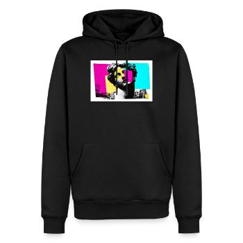 Klassische Skulptur im urbanen Pop-Art-Stil - Männer Premium Bio Hoodie - Schwarz - Vorne - Nico (187cm)