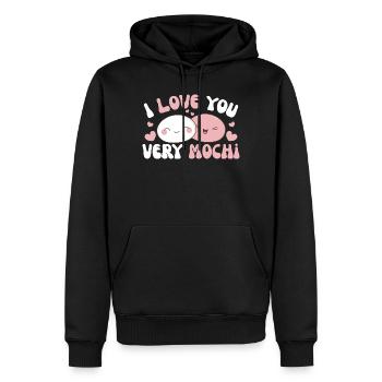 Je t’aime beaucoup mochi kawaii gâteau de riz mochi - Sweat à capuche Premium bio Homme - noir - Devant - Nico (187cm)