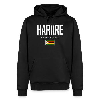 Harare, Zimbabwe - Sweat à capuche Premium bio Homme - noir - Devant - Nico (187cm)