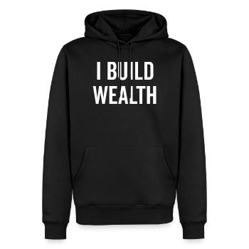 Je construis de la richesse - Sweat à capuche Premium bio Homme - noir - Devant - Nico (187cm)