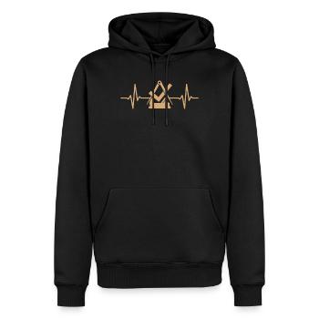 Charpentier Guilde de charpentier Signe Battement de cœur - Sweat à capuche Premium bio Homme - noir - Devant - Nico (187cm)