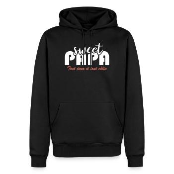 Sweet papa - Sweat à capuche Premium bio Homme - noir - Devant - Nico (187cm)