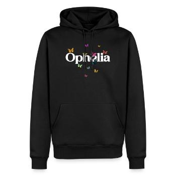 Beautiful girl's name OPHELIA with butterflies - Men’s Premium Organic Hoodie - black - Front - Nico (187cm)