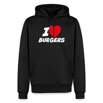 Ich liebe Burger - Männer Premium Bio Hoodie - Schwarz - Vorne - Nico (187cm)