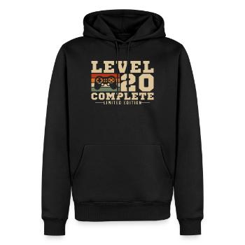 20th Anniversary Gamer 20 Jahre Level 20 Komplett - Männer Premium Bio Hoodie - Schwarz - Vorne - Nico (187cm)