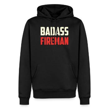 Combatant firefighter badass - Men’s Premium Organic Hoodie - black - Front - Nico (187cm)