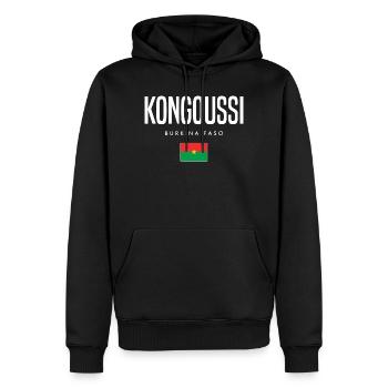 Kongoussi Burkina Faso - Sweat à capuche Premium bio Homme - noir - Devant - Nico (187cm)