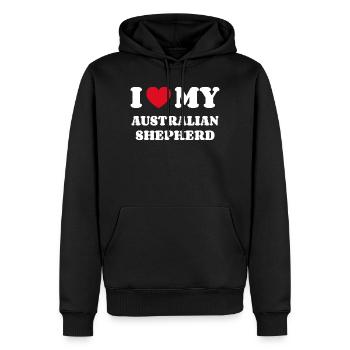 J’adore mon BERGER AUSTRALIEN - Sweat à capuche Premium bio Homme - noir - Devant - Nico (187cm)