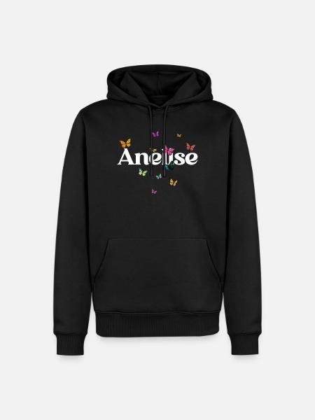 Schöner Mädchenname mit Schmetterlingen ANELISE - Männer Premium Bio Hoodie - Schwarz
