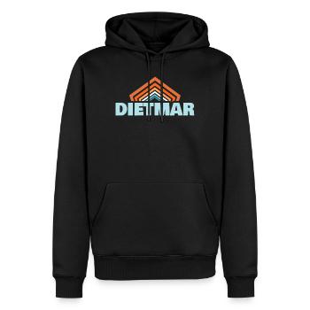 Dietmar - Männer Premium Bio Hoodie - Schwarz - Vorne - Nico (187cm)