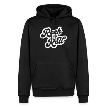 Rock and Roll Retro Typography Design - Men’s Premium Organic Hoodie - black - Front - Nico (187cm)