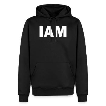 I AM - Ich bin - Männer Premium Bio Hoodie - Schwarz - Vorne - Nico (187cm)