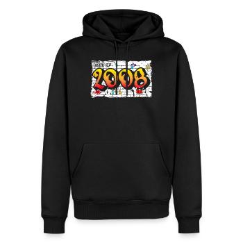 Graffiti Vivid 2008 – 17 ans d’énergie audacieuse - Sweat à capuche Premium bio Homme - noir - Devant - Nico (187cm)