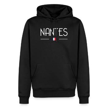 Nantes - Sweat à capuche Premium bio Homme - noir - Devant - Nico (187cm)