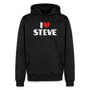 J'aime Steve Red Heart, fan du nom romantique - Sweat à capuche Premium bio Homme - noir - Devant - Nico (187cm)